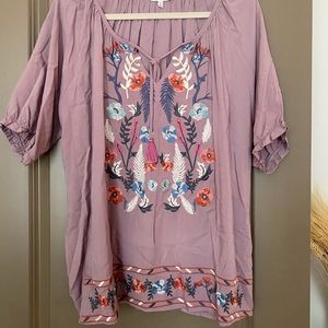 Floral lavender top with tassels